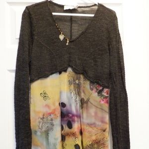 Elisa Cavaletti tunic short dress sz M dark gray